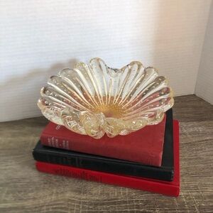 Hand Blown Glass Bowl with Gold Accents